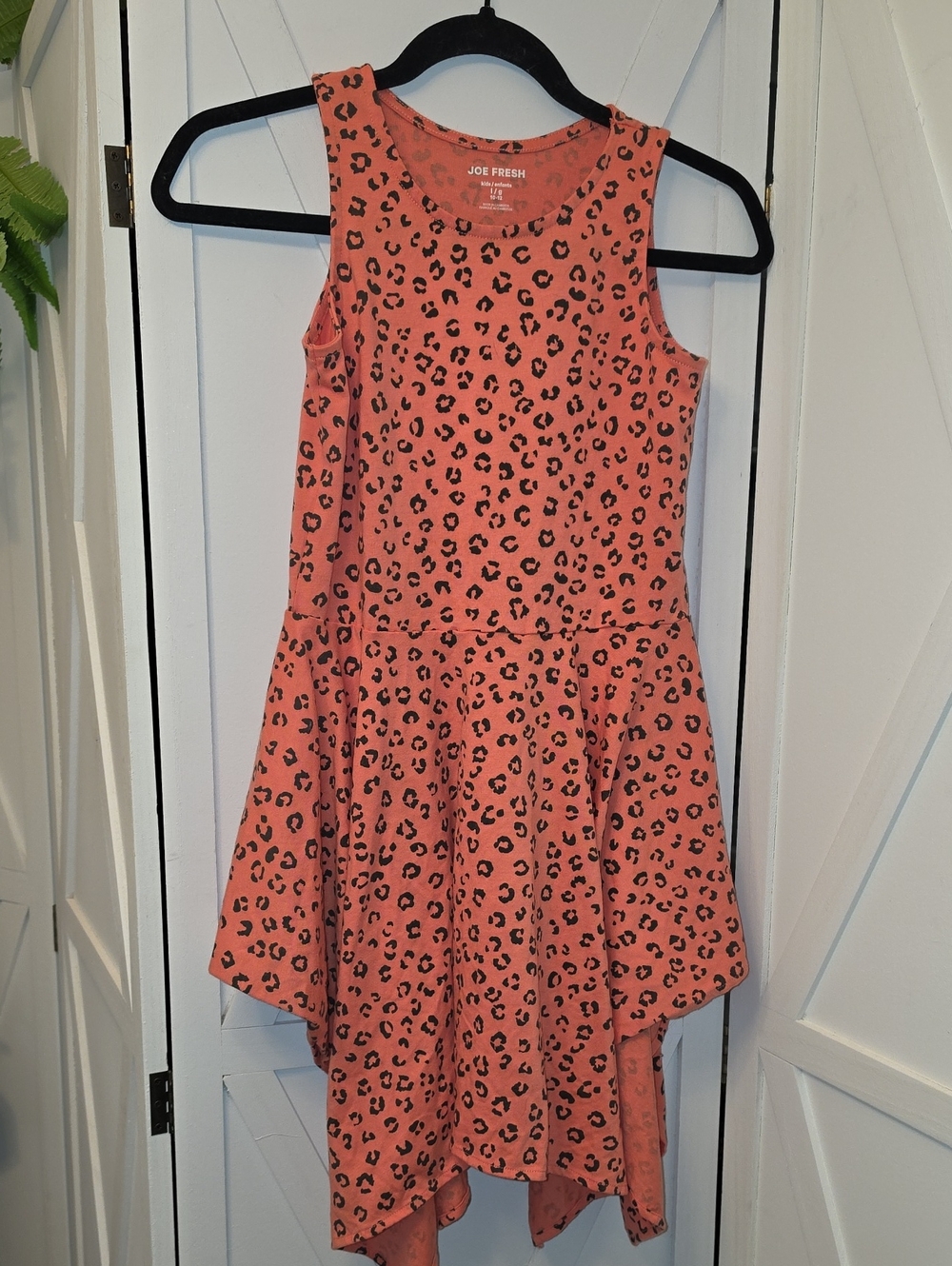 Joe Fresh Coral Tank Dress with Black Leopard Print